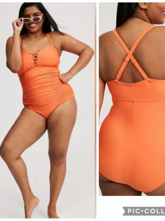 torrid Other - torrid Bright Orange One-Piece Swimsuit with Lace-Up Front size 6